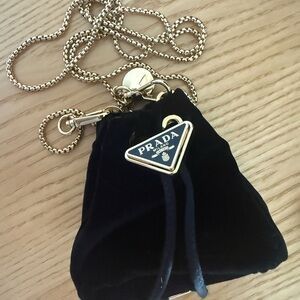 Prada Black Velvet Mini Pouch with Gold Chain